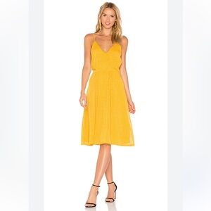 House of Harlow 1960 Yellow V-Neck Spaghetti Strap Midi Dress